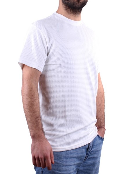 DMG23-211520 Beyaz Günlük Bisiklet Yaka Erkek Tişört