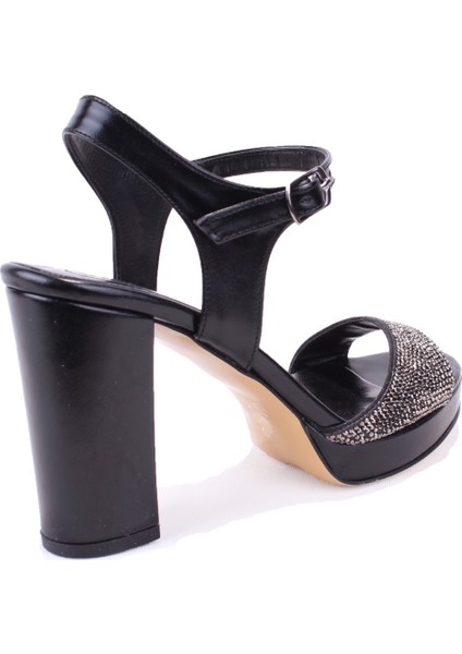 DZA07-337140 Siyah Boncuklu Platform Topuklu Kadın Ayakkabı fırsatları