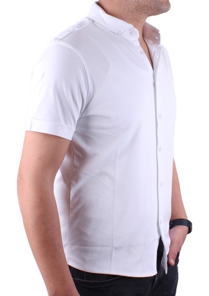 Twister 1853 Beyaz Kısa Kol Günlük Pamuklu Erkek Gömlek