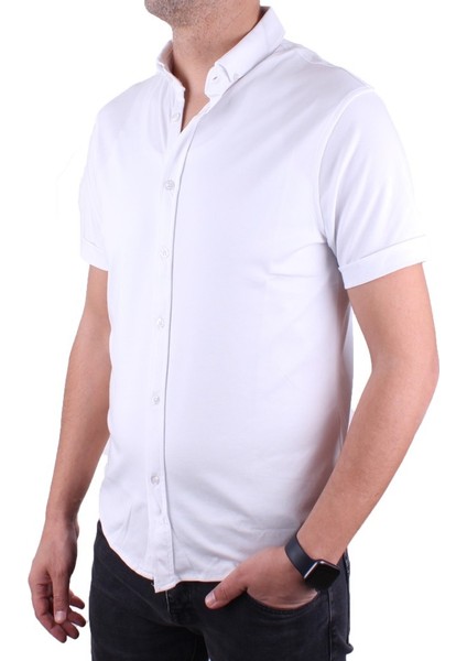 Twister 1853 Beyaz Kısa Kol Günlük Pamuklu Erkek Gömlek modelleri