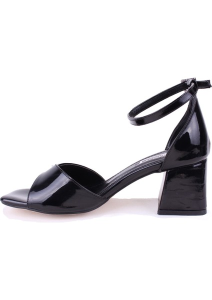 DZA07-928225 Siyah Rugan Klasik Topuklu Kadın Ayakkabı modelleri