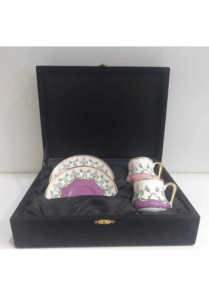 2'li Ince Osmanlı Çiçekli Kahve Fincan 90 cc Oksit Sarı Mavi Beyaz Gold Elde Yıkanır Yaldızlı modelleri