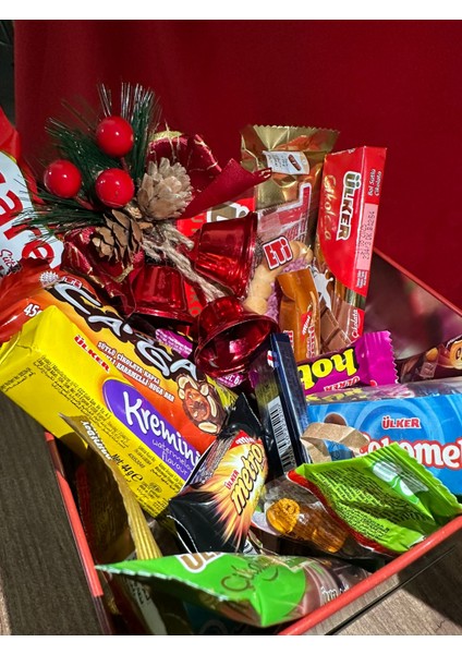 Premium Yılbaşı Kırmızı Demir Çikolata Kutusu