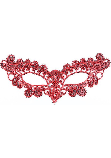 Kırmızı Dantel Masquerade Maskesi 6 No