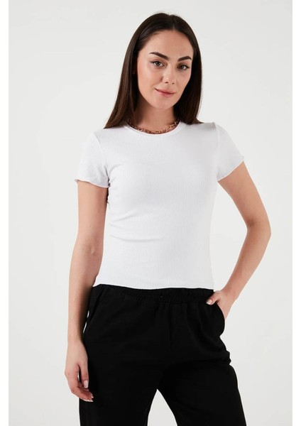Kısa Kollu Beyaz Kadın T-Shirt 25Y0444K1