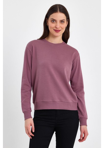 Kadın Penye Likralı Sıfır Yaka Sweat