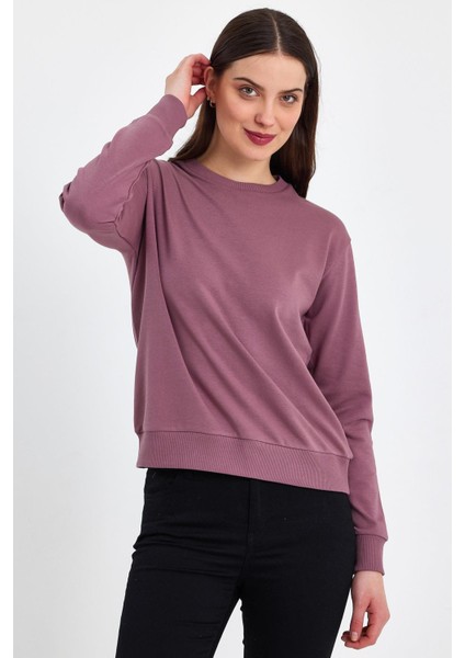 Kadın Penye Likralı Sıfır Yaka Sweat fırsatları