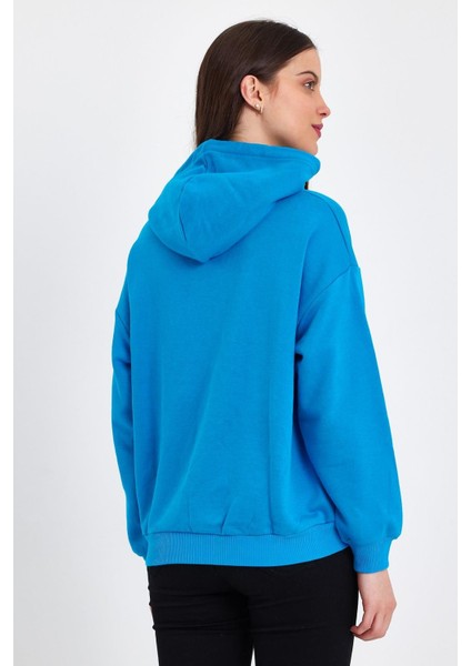 Kadın Şardonsuz Kapşonlu Oversıze Sweat