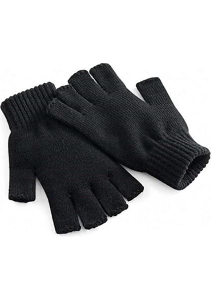 Nefes alan siyah çift kat triko parmaksız bilek eldiveni, erkek ve kadın için uygun fiyatları