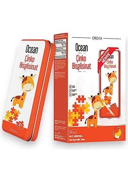 Ocean Çinko Bisglisinat Takviye Edici Gıda 150 ml Kalem Kutusu Hediyeli