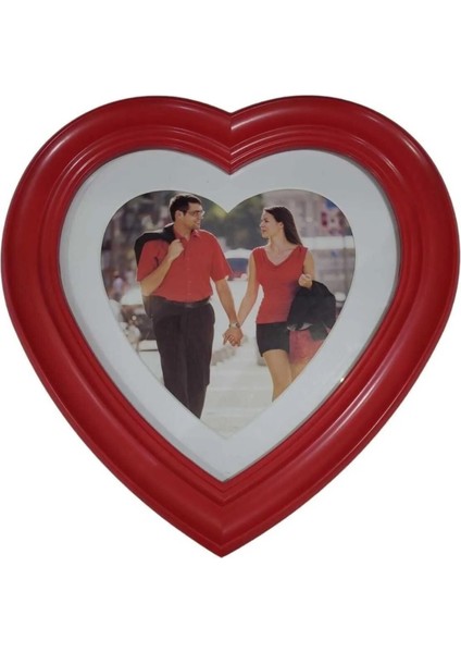 Kırmızı Kalp Çerçeve Duvar Tipi 22 x 20 Fotoğraf Sevgililer Günü Valentine's Day Aşk Hediyelik 1 Adet