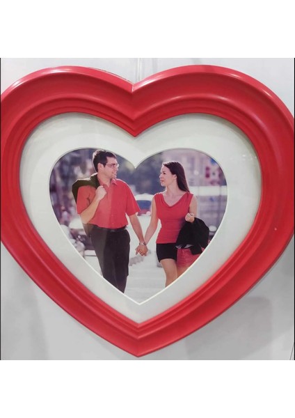 Kırmızı Kalp Çerçeve Duvar Tipi 22 x 20 Fotoğraf Sevgililer Günü Valentine's Day Aşk Hediyelik 1 Adet