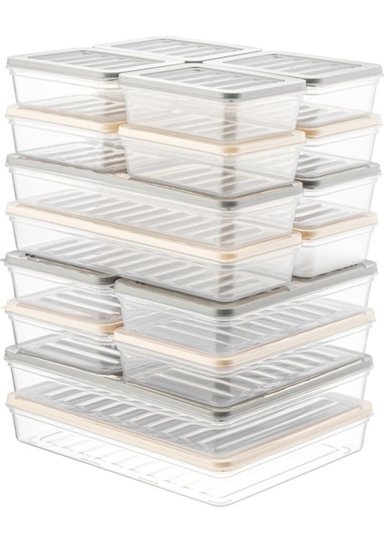 Avlar Store 14LÜ Renkli Buzdolabı Düzenleyici Buzluk ve Mikrodalga Saklama Kabı 2X2400-4X1200-4X1170-4X600 ml