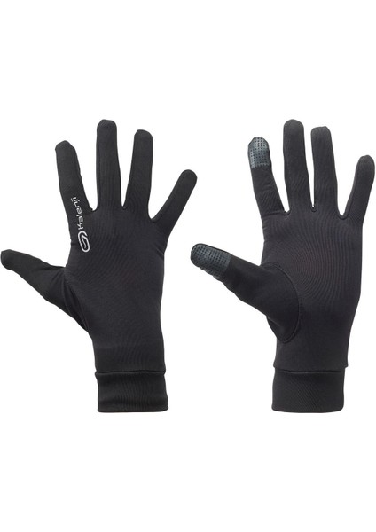 Siyah Koşu Eldiveni, Dokunmatik Uyumlu, Rahat ve Şık Tasarım, Polyester Dokuma