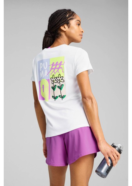 Graphıcs Runnıng Illustra Beyaz Kadın Kısa Kol T-Shirt