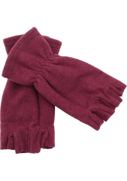 Bordo yarım parmak termal polar eldiven, unisex, şık ve rahat kullanım sağlar.
