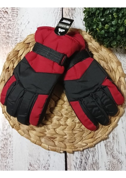 Kırmızı Sıcak ve Şık Kış Eldiveni, Polyester Dokuma Malzeme
