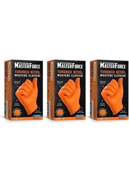 Master Force Turuncu Nitril Eldiven Pudrasız (L)