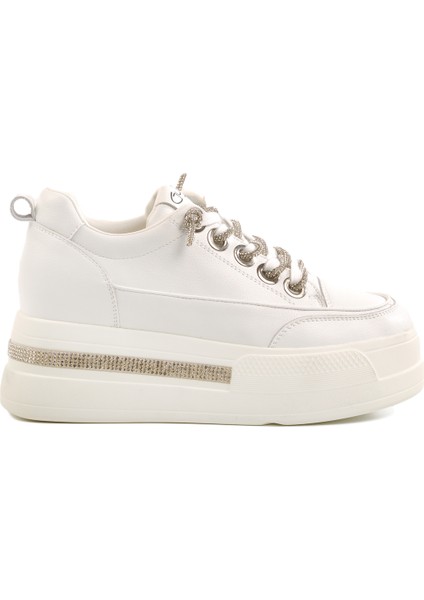 Beyaz Yüksek Taban Kadın Sneaker 25Y492 Z