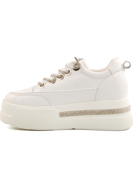Beyaz Yüksek Taban Kadın Sneaker 25Y492 Z