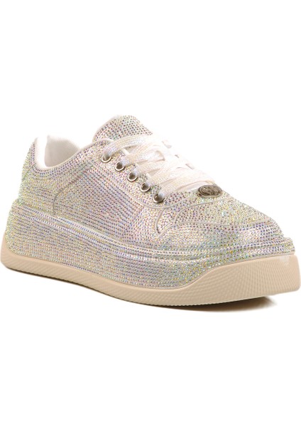 Beyaz Taş Işlemeli Kadın Sneaker 25Y451-10 Z modelleri