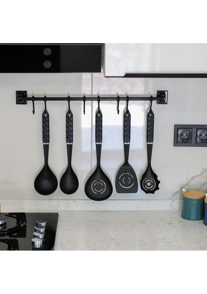 Metal duvar rayı seti, 55 cm, siyah, 8 parça, şal asma askısı, dayanıklı ve şık tasarım fiyatları