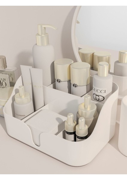 Beyaz Çok Bölmeli Plastik Makyaj ve Kozmetik Düzenleme Kutusu fiyatları