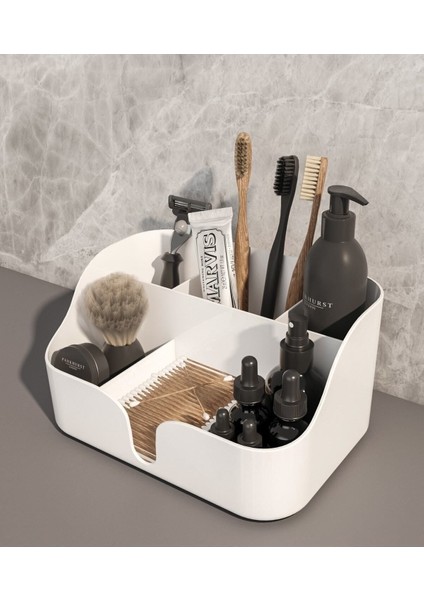 Beyaz Çok Bölmeli Plastik Makyaj ve Kozmetik Düzenleme Kutusu indirimleri