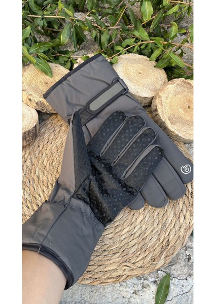 Erkek polar dokunmatik eldiven, rahat ve şık tasarım, gri renk, polyester kumaş