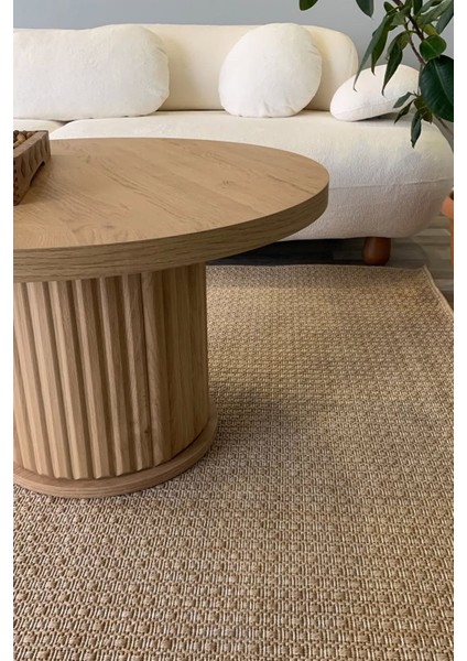 Halı Kilim Salon Mutfak Koridor Yolluk Jüt Hasır Görünümlü Dokuma Makine Halı Bej