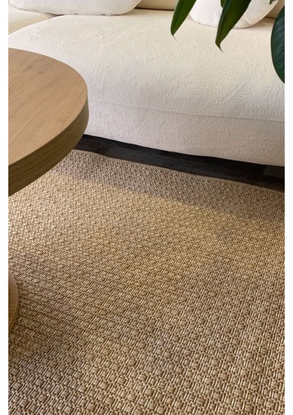 Halı Kilim Salon Mutfak Koridor Yolluk Jüt Hasır Görünümlü Dokuma Makine Halı Bej