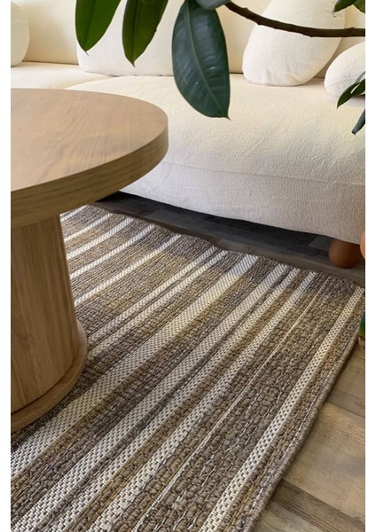 Halı Kilim Salon Mutfak Koridor Yolluk Jüt Hasır Görünümlü Dokuma Makine Halı Vizon