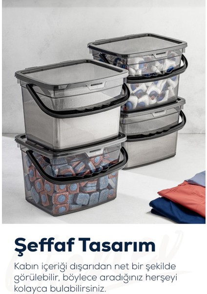 4'lü 4L Beyaz Serigrafili Plastik Toz Deterjan Saklama Kabı fiyatları