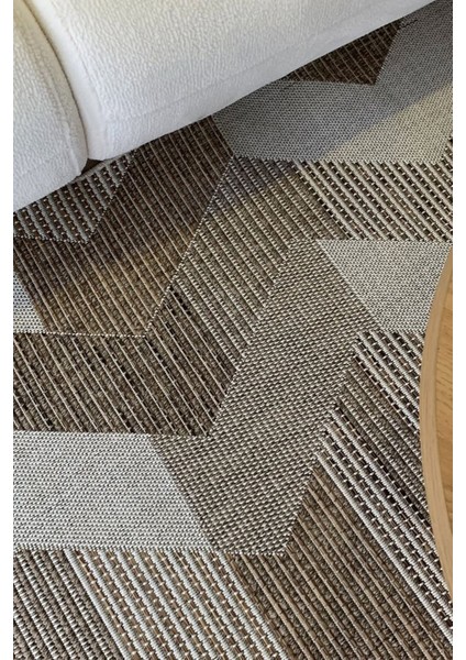 Halı Kilim Salon Mutfak Koridor Yolluk Jüt Hasır Görünümlü Dokuma Makine Halı Kahverengi