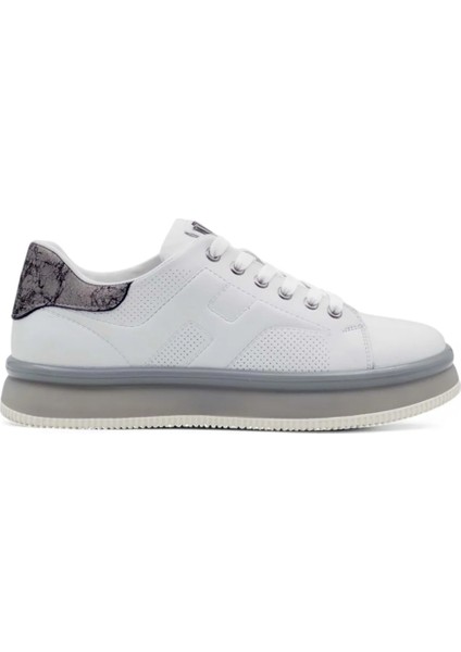 M030 Mr Erkek Beyaz-Gri Deri Günlük Spor Ayakkabı