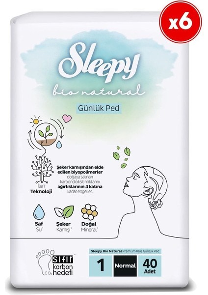 Bio Natural Premium Plus Günlük Ped Normal 6X40=240 Adet Ped
