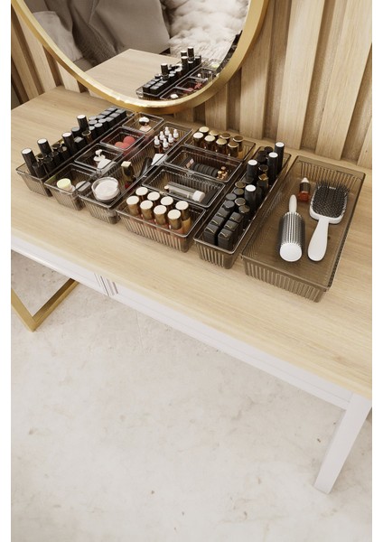 12'li Modüler Takı ve Makyaj Organizer, Siyah, 10x15 cm, Plastik, Çok Amaçlı Düzenleyici