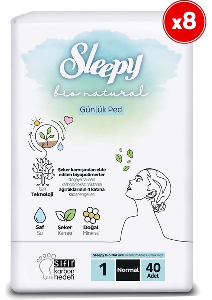 Bio Natural Premium Plus Günlük Ped Normal 8x40=320 Adet