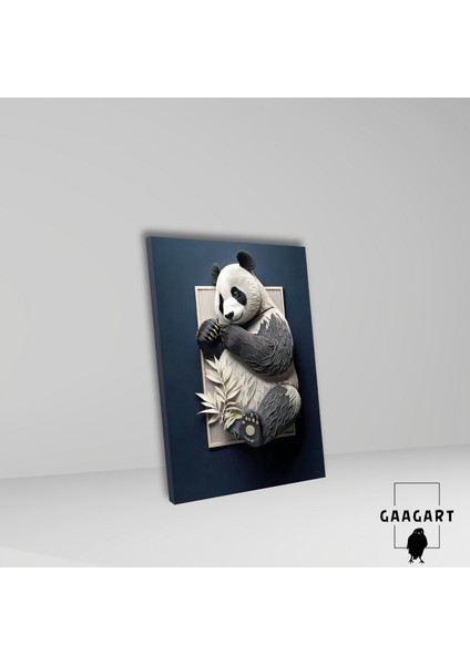 Tekli Dikey Kanvas Duvar Tablosu 3 Boyut Görünümlü Sevimli Panda fiyatları