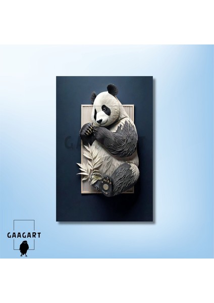 Tekli Dikey Kanvas Duvar Tablosu 3 Boyut Görünümlü Sevimli Panda modelleri