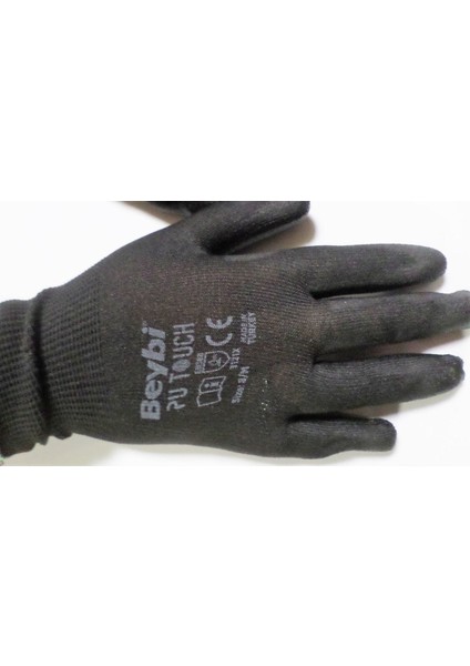 Pu Touch Polyester Örme Iş Eldiveni Medium No:8 Siyah (2çift) fiyatları