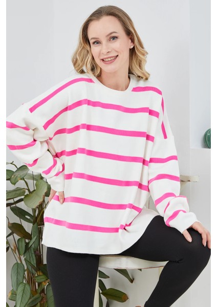 Kadın Triko Çizgili Kazak modelleri