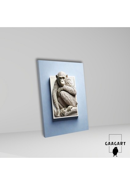 Tekli Dikey Kanvas Duvar Tablosu 3 Boyut Görünümlü Maymun fiyatları