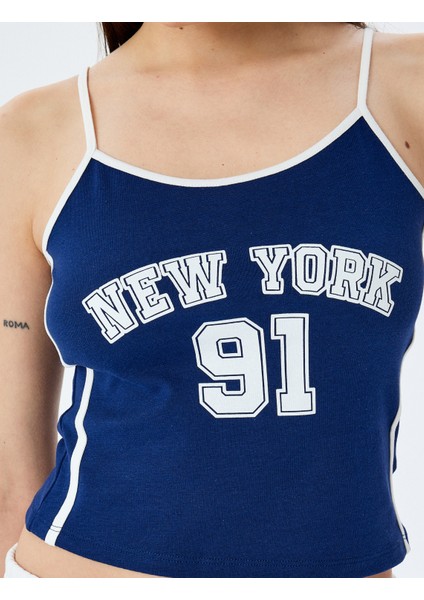 Kolej Baskılı Ince Askılı Slim Fit Crop Atlet indirimleri