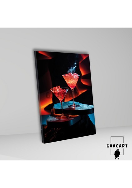 Tekli Dikey Kanvas Duvar Tablosu Kokteyl Bardakları Dumanlı Buzlu fiyatları