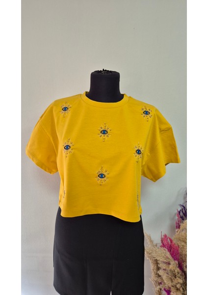 Nakışlı Crop T-Shirt