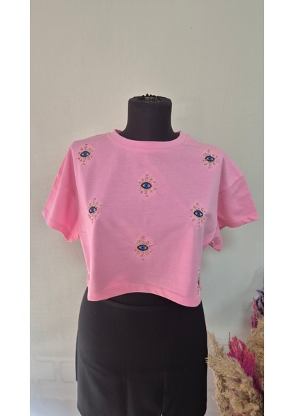 Nakışlı Crop T-Shirt