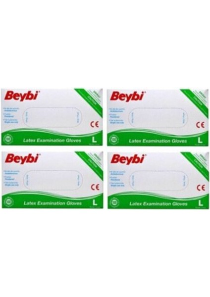 Beyaz Latex Pudralı Eldiven, 100'lü Paket, L Beden, 4 Renk, Dokuma Kumaş