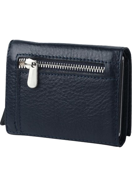 Lacivert Bozuk Para Bölmeli Fermuarlı Deri Mekanizmalı Kartlık Cüzdan fırsatları