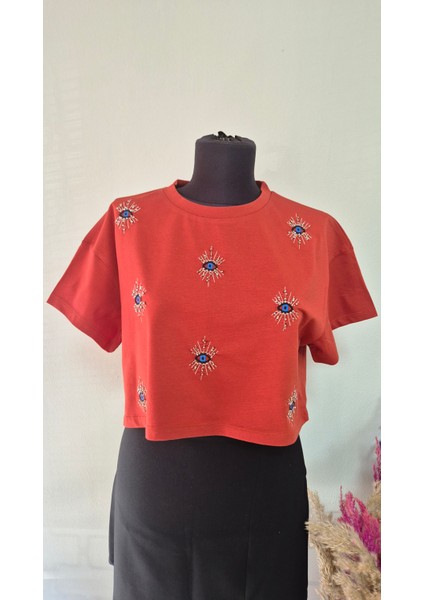 Nakışlı Crop T-Shirt